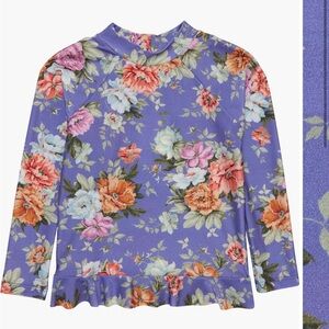 Zimmermann kids flower ruffle swim rash guard